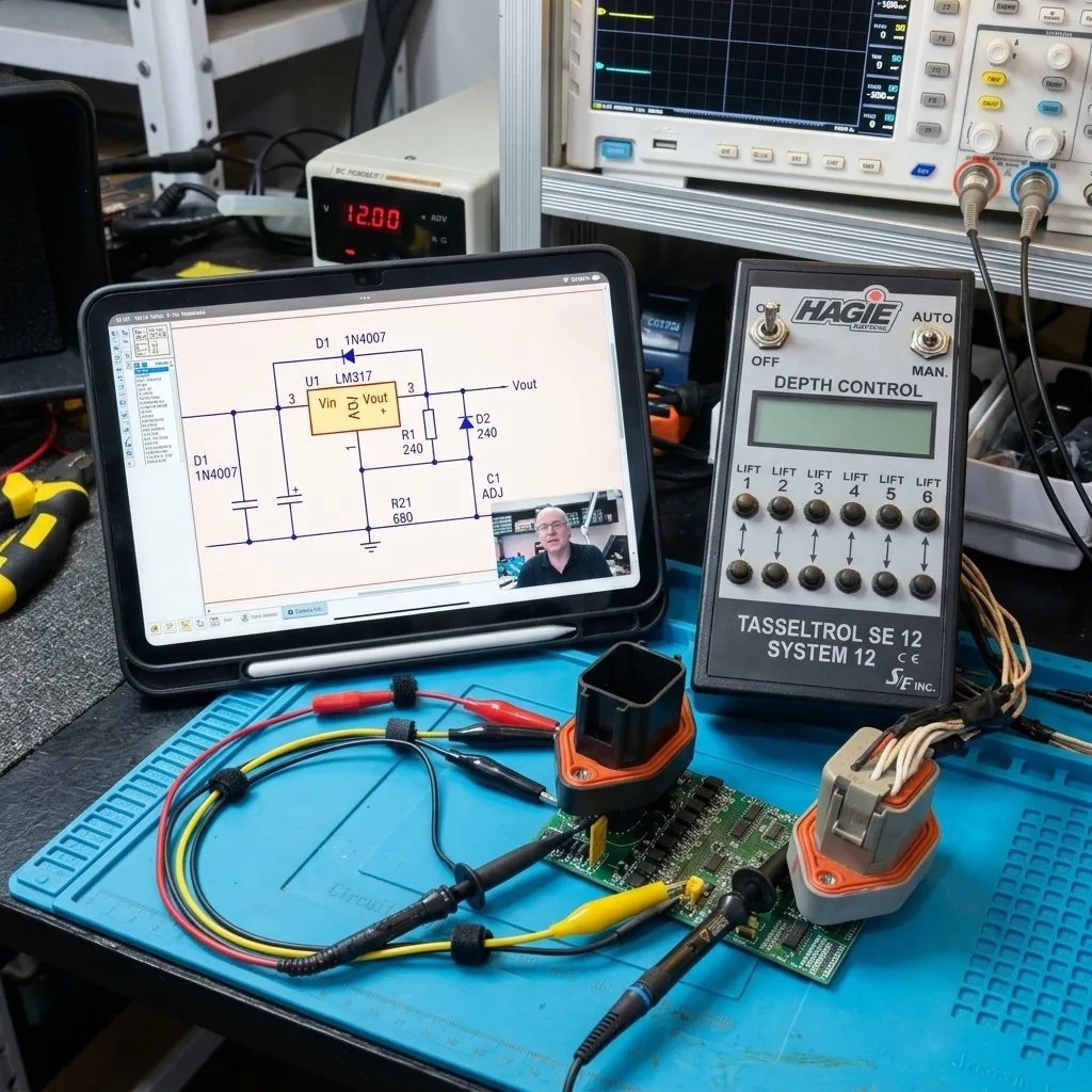 Bancada de eletrônica com instrumentos de medição