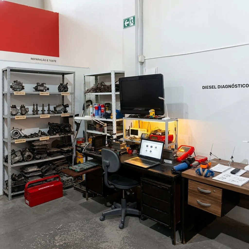 Sala de reparação e teste de componentes